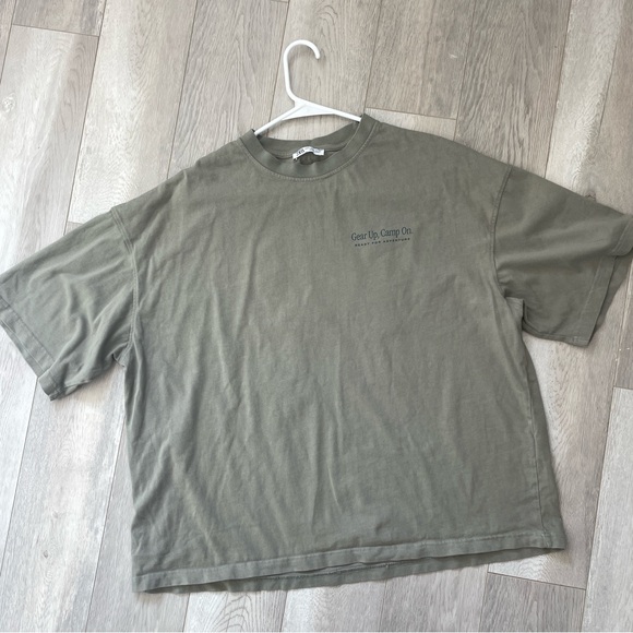 Zara Camping Mixed Text Short Sleeve Tshirt Green (xlarge) outdoor gorpcore - Picture 2 of 6